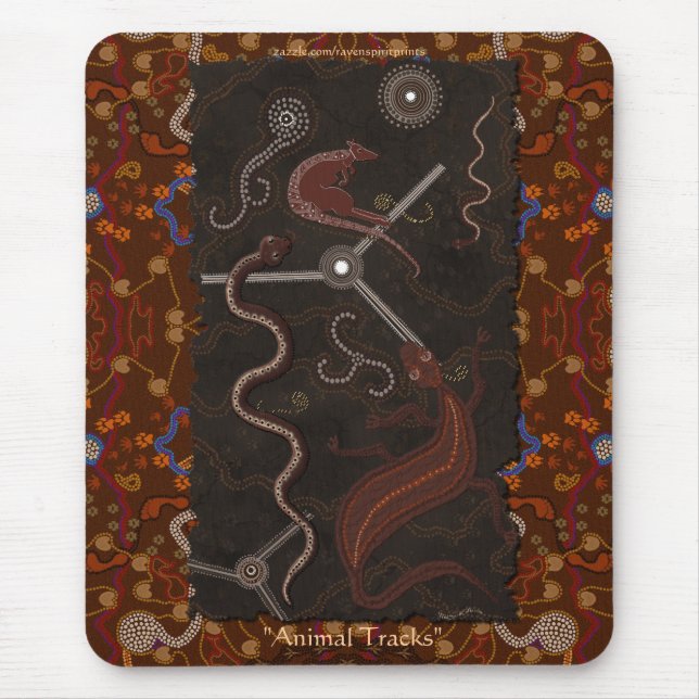 Australian Aboriginal-style Walkabout Art Design Mouse Pad (Front)