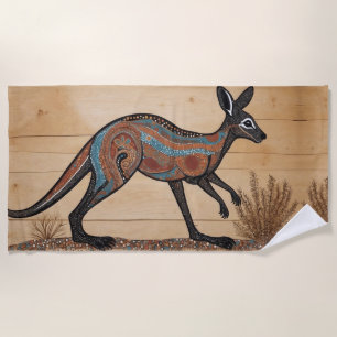 Australian Aboriginal-themed Kangaroo Beach Towel
