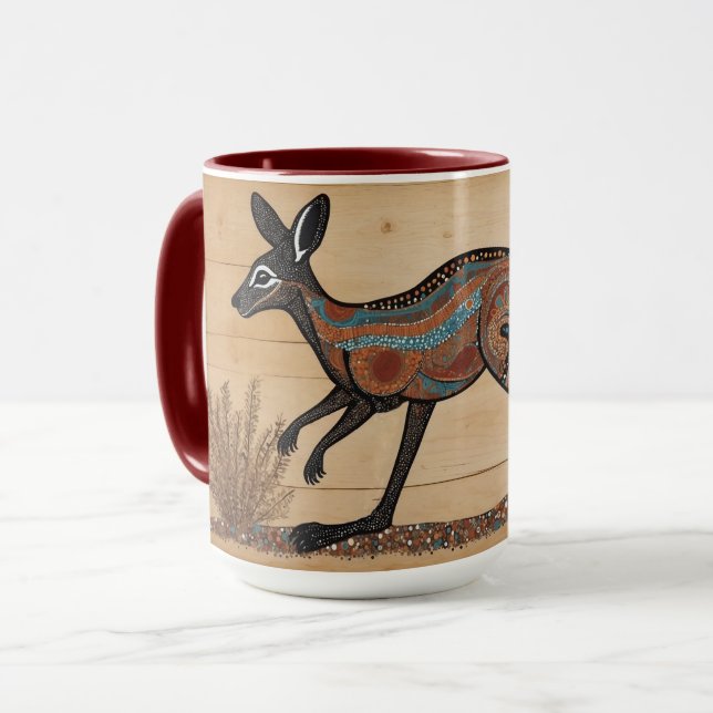 Australian Aboriginal-themed Kangaroo Mug (Front Left)