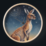 Australian Aboriginal-themed Kangaroo Scene Clock<br><div class="desc">About "Dreamtime Kangaroo" by Skye Ryan-Evans © Created in the traditional Australian Aboriginal style,  this detailed depiction of an Outback Kangaroo exploring his desert home,  will appeal to those who have an interest in Aboriginal art forms and Australian animals.</div>