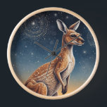 Australian Aboriginal-themed Kangaroo Scene Clock<br><div class="desc">About "Dreamtime Kangaroo" by Skye Ryan-Evans © Created in the traditional Australian Aboriginal style,  this detailed depiction of an Outback Kangaroo exploring his desert home,  will appeal to those who have an interest in Aboriginal art forms and Australian animals.</div>