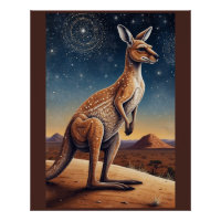 Australian Aboriginal-themed Kangaroo Scene
