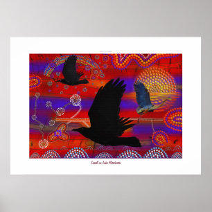 Australian Aboriginal-themed Sunset on a Lake Poster