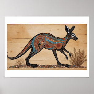 Australian Aboriginal-themed Sunset on a Lake Poster