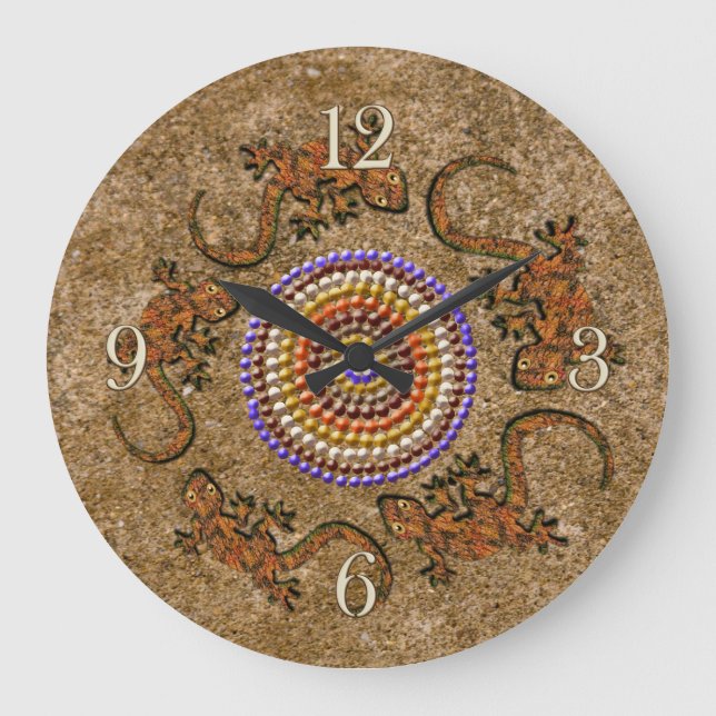 Australian Aborigine Dreamtime & Animals Large Clock (Front)
