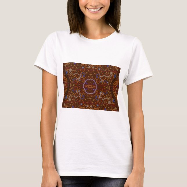 Australian Aborigine Walkabout with Animal Tracks T-Shirt (Front)