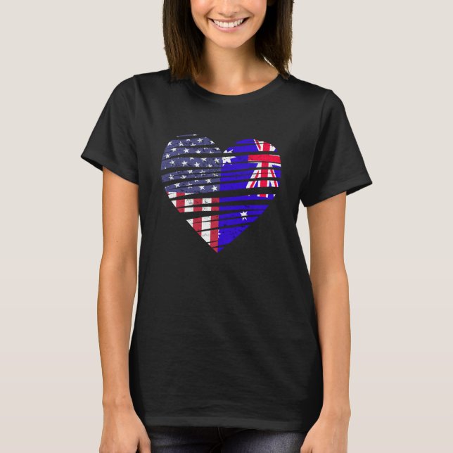 Australian American Grown Heart USA Patriot Herita T-Shirt (Front)