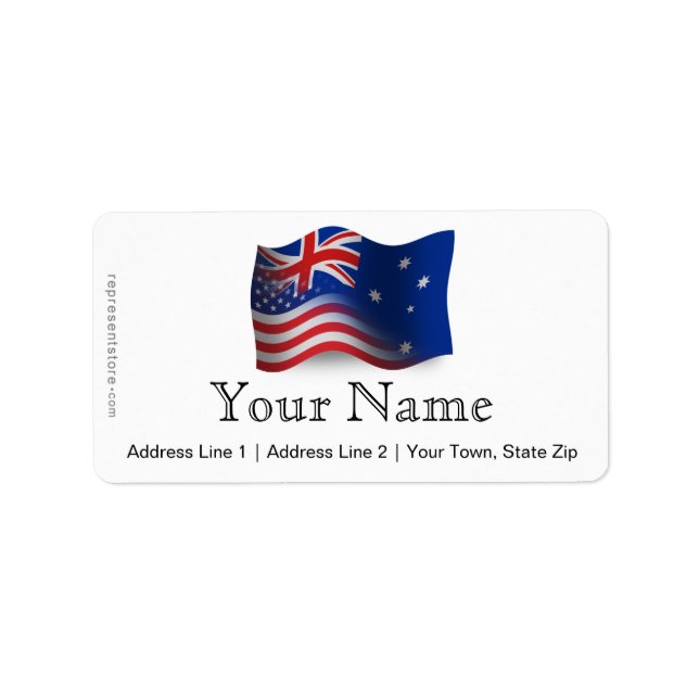 Australian-American Waving Flag Label (Front)