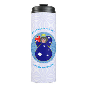 Australian Angel Blue White Personalised Text Thermal Tumbler