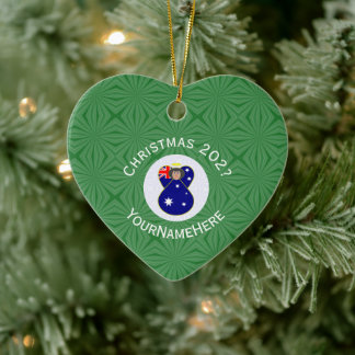 Australian Angel Christmas Flag Personalized Ceramic Ornament