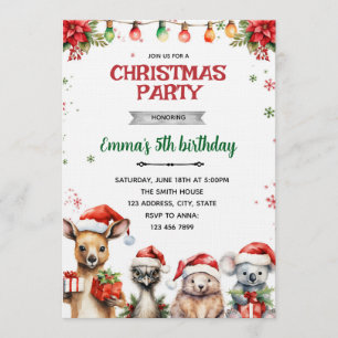 Australian Animal Christmas Party Invitation