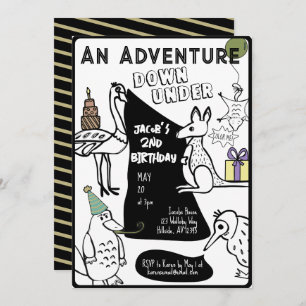 Australian Animal Colouring Page Kids Birthday Invitation