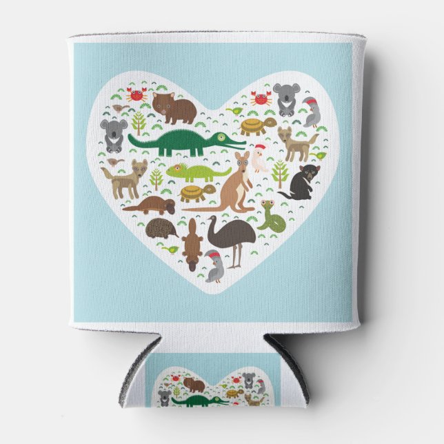 Australian animal Heart Can Cooler (Front)