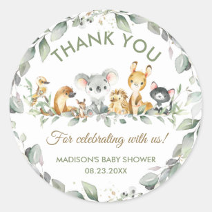 Australian Animals Birthday Baby Shower Favour  Classic Round Sticker