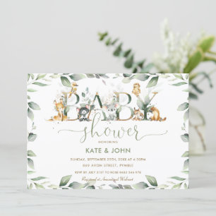 Australian Animals Greenery Baby Shower Neutral  Invitation