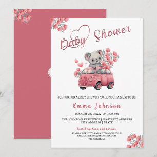 Australian Animals Koala Baby Shower Pink Invitation