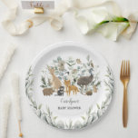 Australian Animals Leafy Eucalyptus Baby Shower Paper Plate<br><div class="desc">This elegant design features soft sage green watercolor greenery,  adorable Australian animals and modern lettering. Suitable for both boy and girl baby shower.</div>