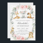 Australian Animals Pink Floral Sage Birthday Party Invitation<br><div class="desc">Personalise this enchanting Australian Animals birthday invitation easily and quickly. Simply click the customise it further button to edit the texts, change fonts and fonts colours. Featuring adorable koala, kangaroo, platypus, kookaburra, echidna and a pretty pink floral and sage greenery wreath. Matching items available in store. (c) Somerset Fine Paperie...</div>