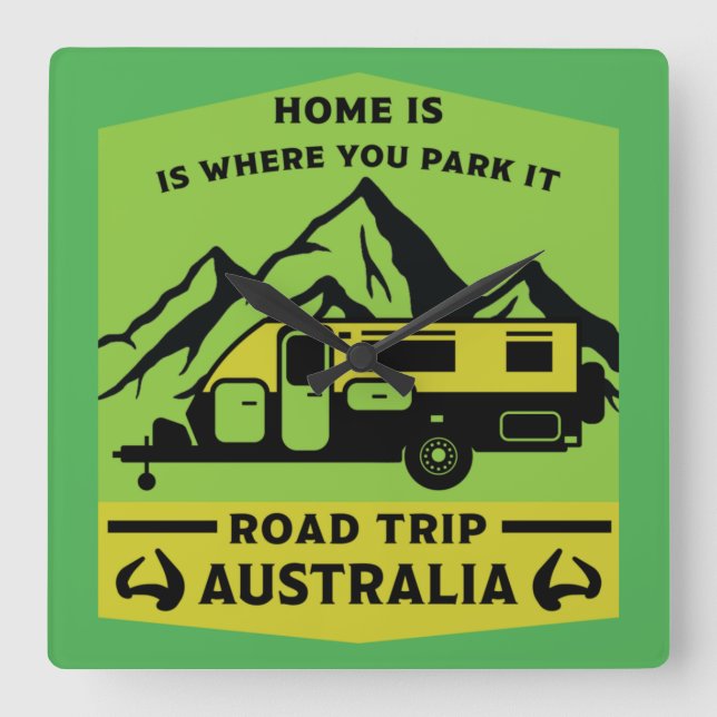 Australian Aussie Caravan Caravanning Summer Square Wall Clock (Front)