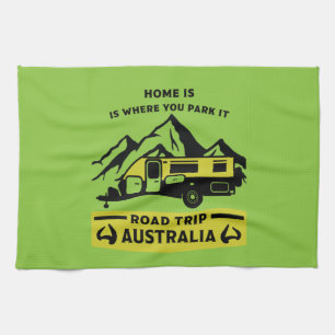 Australian Aussie Caravan Caravanning Summer Tea Towel