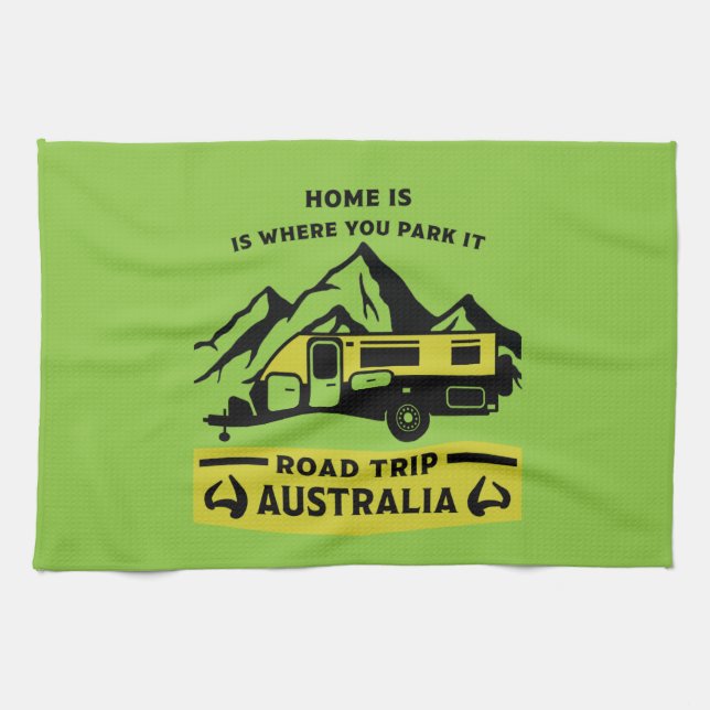Australian Aussie Caravan Caravanning Summer Tea Towel (Horizontal)