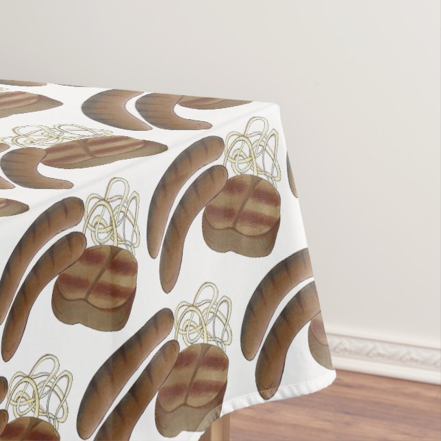 Australian BBQ Cookout Barbecue Steak Sausages Tablecloth (In Situ)