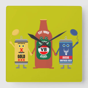 Australian Beer lovers And Drinkers Square Wall Clock