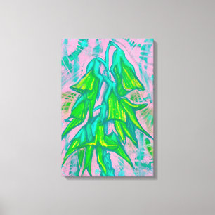 Australian Bird Flower, Tropical Floral Painting Canvas Print
