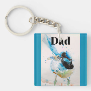 Australian Birds Blue Wren Wrens Watercolour Art Key Ring