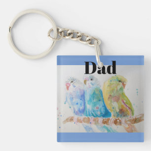Australian Birds Budgie Watercolor Art Key Ring