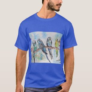 Australian Birds Budgie Watercolor Art Key Ring T-Shirt