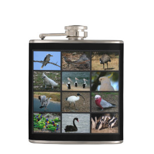 Australian Birdwatchers Collage Hip Flask