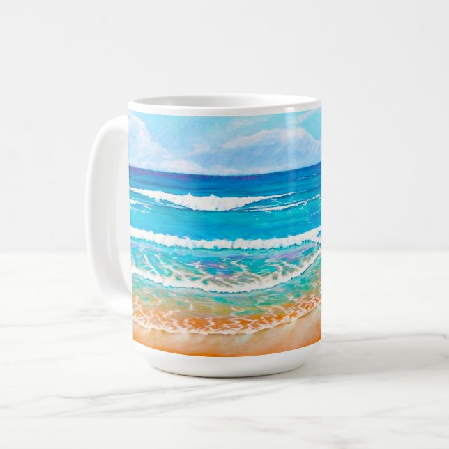Australian Blue Beach Painting Summer Coffee Mug (Front Left)