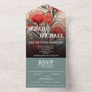 Australian Botanical Waratah All In One Invitation