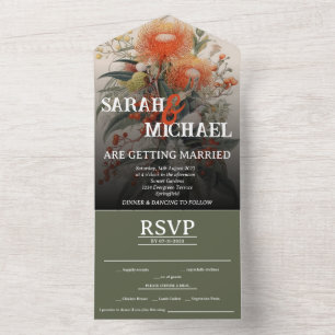 Australian Botanical Waratah All In One Invitation