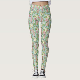 Australian Bottlebrush Country Garden Blue Leggings