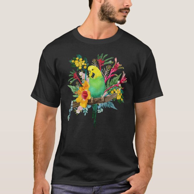 Australian Budgerigar Wildflower Bouquet T-Shirt (Front)