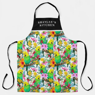 Australian Budgerigar Wildflower Pattern Apron