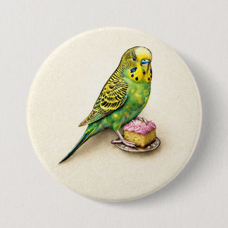 Australian Budgie Pink Lamington Large Badge Pin