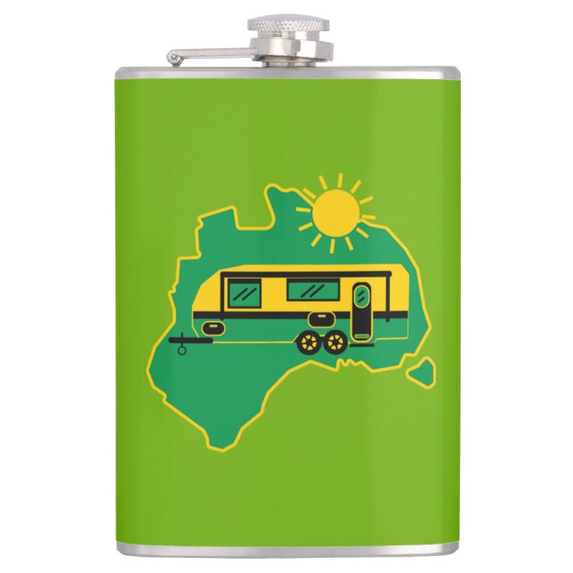 Australian Caravan Camping    Hip Flask (Front)
