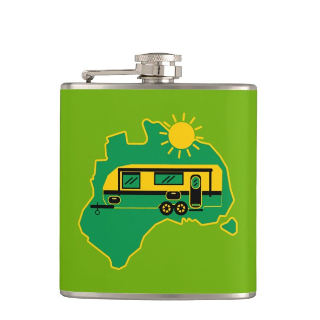 Australian Caravan Camping    Hip Flask (Front)