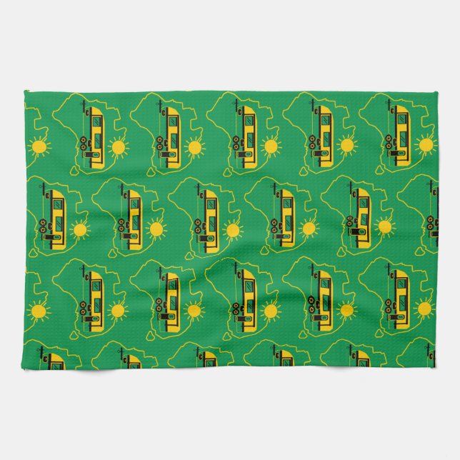 Australian Caravan Camping    Tea Towel (Horizontal)