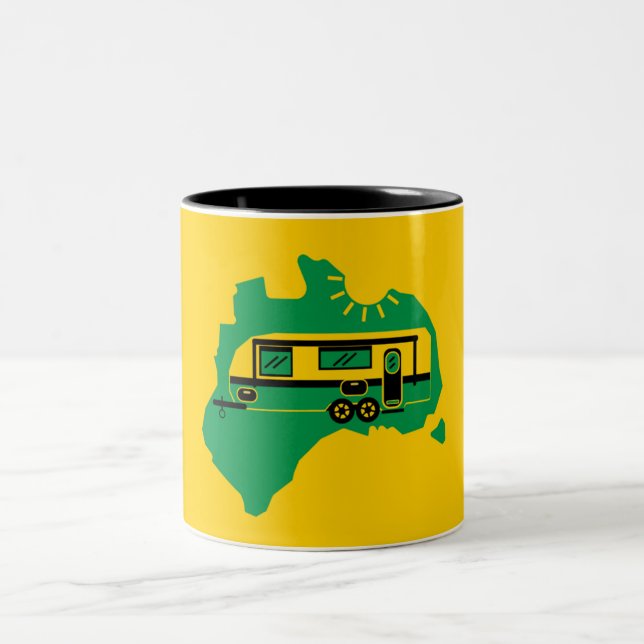 Australian Caravan Camping   Two-Tone Coffee Mug (Center)