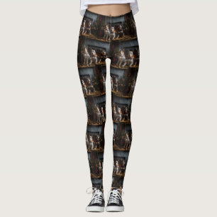 Australian Cattle by the Fireplace Christmas Leggings