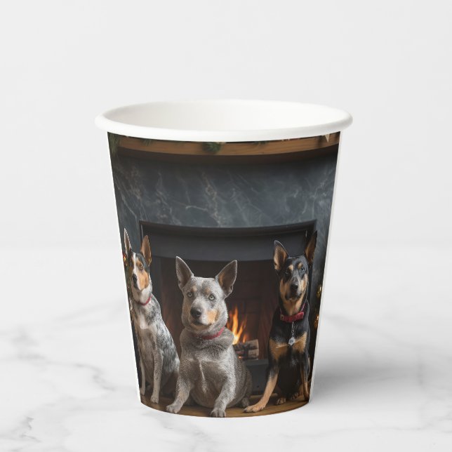 Australian Cattle by the Fireplace Christmas Paper Cups (Front)