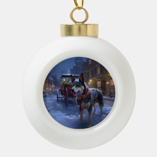 Australian Cattle Christmas Festive Season  Ceramic Ball Christmas Ornament (Front)