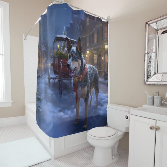 Australian Cattle Christmas Festive Season  Shower Curtain (In Situ)