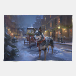 Australian Cattle Christmas Festive Season  Tea Towel