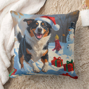 Australian Cattle Christmas Festive Snow Scene Cushion