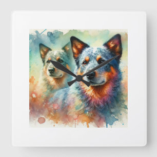 Australian Cattle Dog 260824AREF101 - Watercolor Square Wall Clock